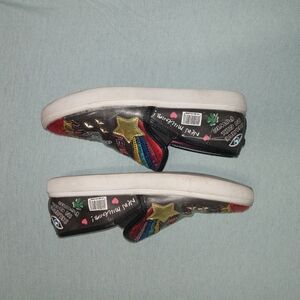 Steve Madden Black and Gold Kids Slip-On Sneakers